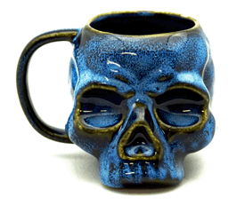 Blue Glazed Skull Mug